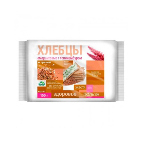 Хлебцы Di&Di амарантовые с топинамбуром и гречей 100 гр Хлебцы Di&Di амарантовые с топинамбуром и гречей 100 гр