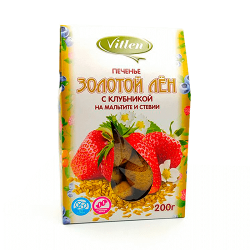 Печенье  с клубникой на мальтите и стевии Vitlen 200г