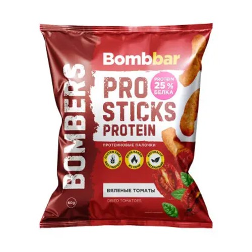 Кукурузные палочки протеиновые Вяленые томаты Bombbar  60гр