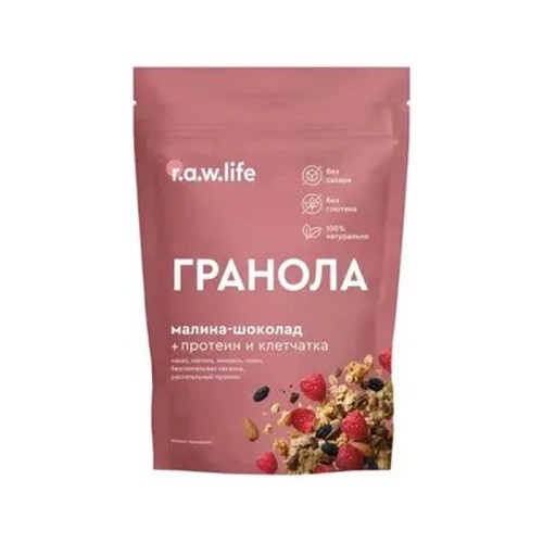 Гранола протеиновая малина и шоколад  RAW LIFE 220г